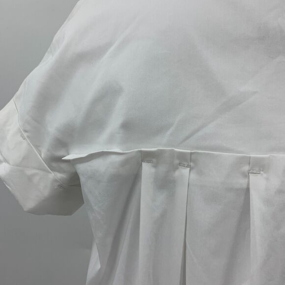 New York & Company Shirt Womens XS Extra Small White Pleated Short Sleeve Scoop - Picture 7 of 13